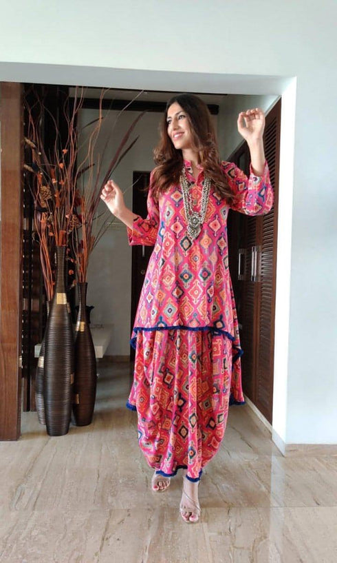 Pink Dhoti Skirt Dress